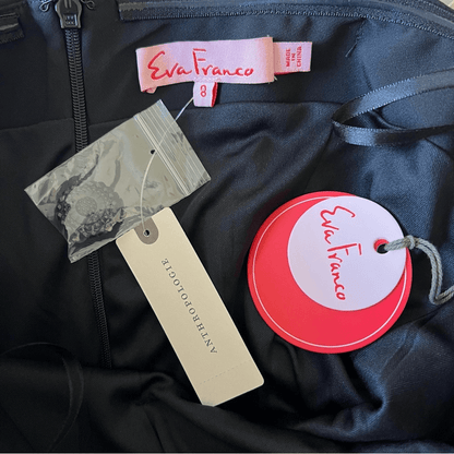 Anthropologie Eva Franco Strapless Peplum Mini Dress in Black NEW Size 8