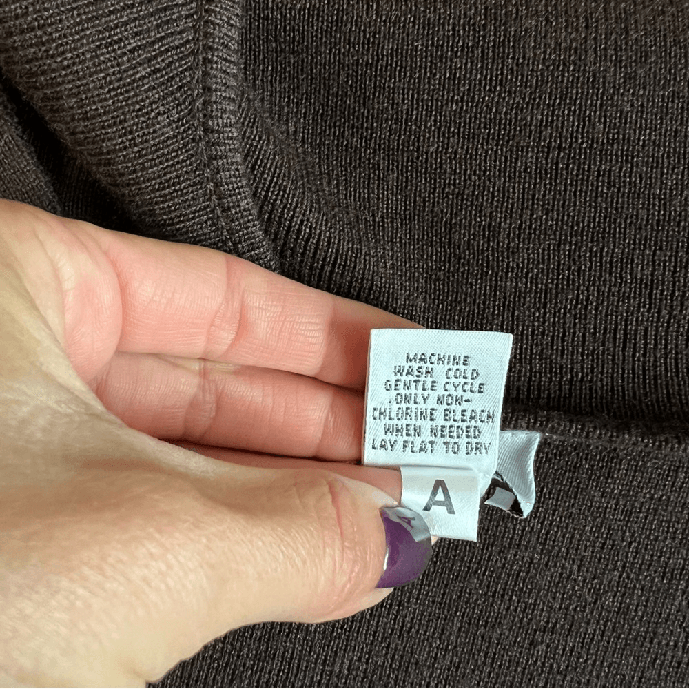 Ann Taylor LOFT Merino Wool Cashmere Blend Dark Chocolate Brown Knit Top Medium