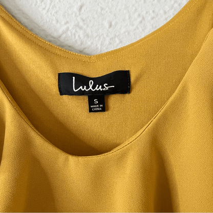 Lulus Ruffle Mini Chiffon Shift Dress Cold Shoulder Yellow Size Small