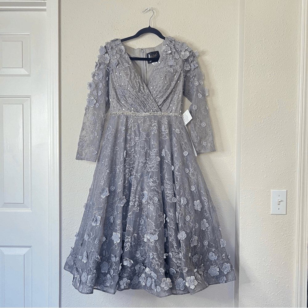 Mac Duggal Floral Embellished Lace A-Line Cocktail Dress NEW Size 8