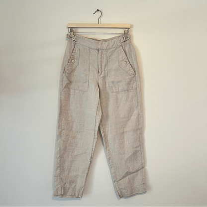 Athleta Voyager 100% Linen Pants Size 4 Cream Coastal Beach Vacation