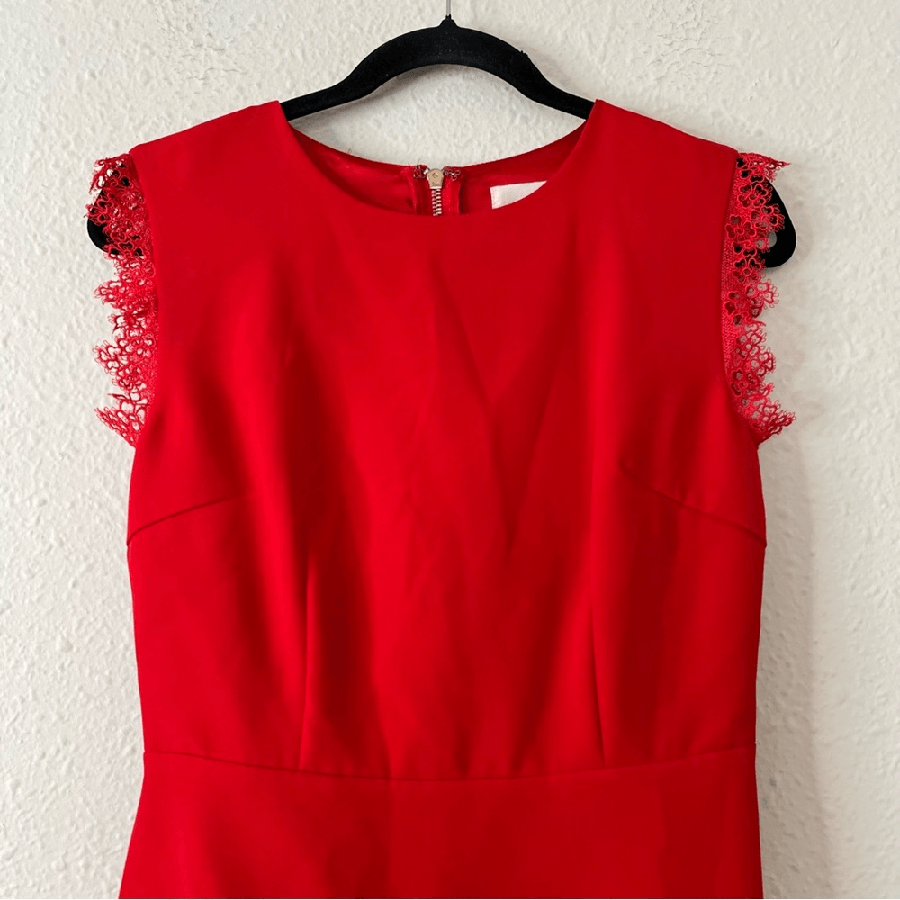 Bronx and Banco Antonia Red Sleeveless Lace Trim Mini Flared Dress Size US 6