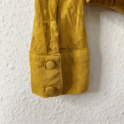 Anthropologie Maeve Lydia Gold Floral Burnout Wrap Blouse NEW Size Medium