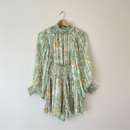 Free People x Elliatt Ophelia Playsuit Romper Floral Size Medium Mint Green