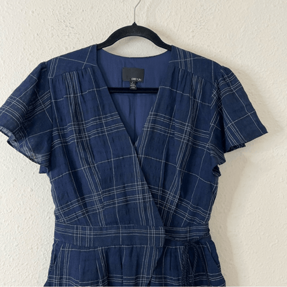 Anthropologie Greylin Misla Cotton Blend Wrap Plaid Romper  Size Small