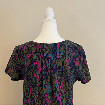 Jude Connally Abstract Feather Short Sleeve Shift Mini Dress Size Large