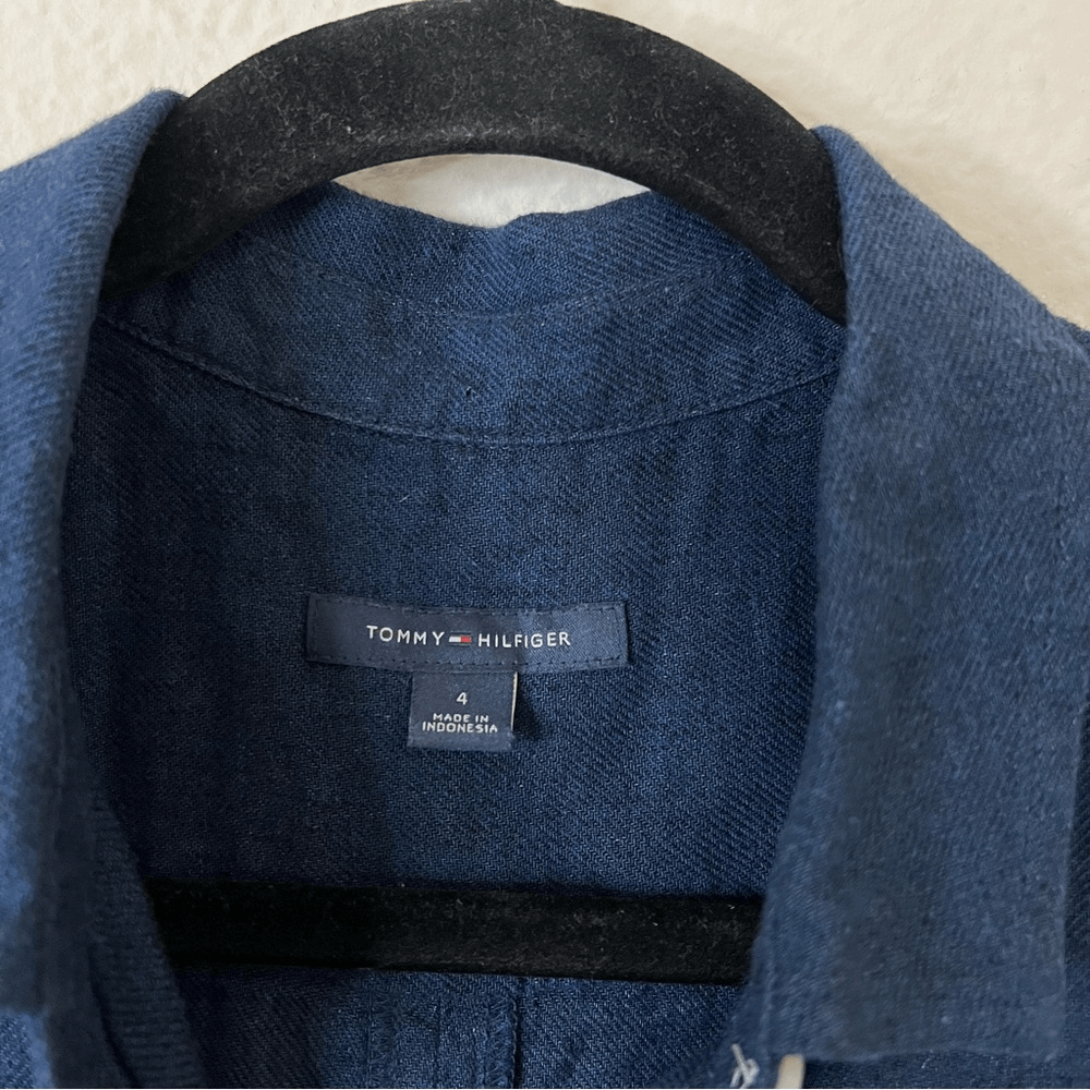 Tommy Hilfiger Linen Blend Navy Blue Sleeveless Mini Dress Size 4