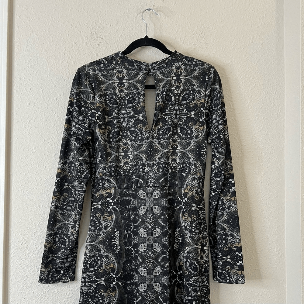 Free People Cabaret Paisley Floral Whimsical Cutout Maxi Long Sleeve Dress M