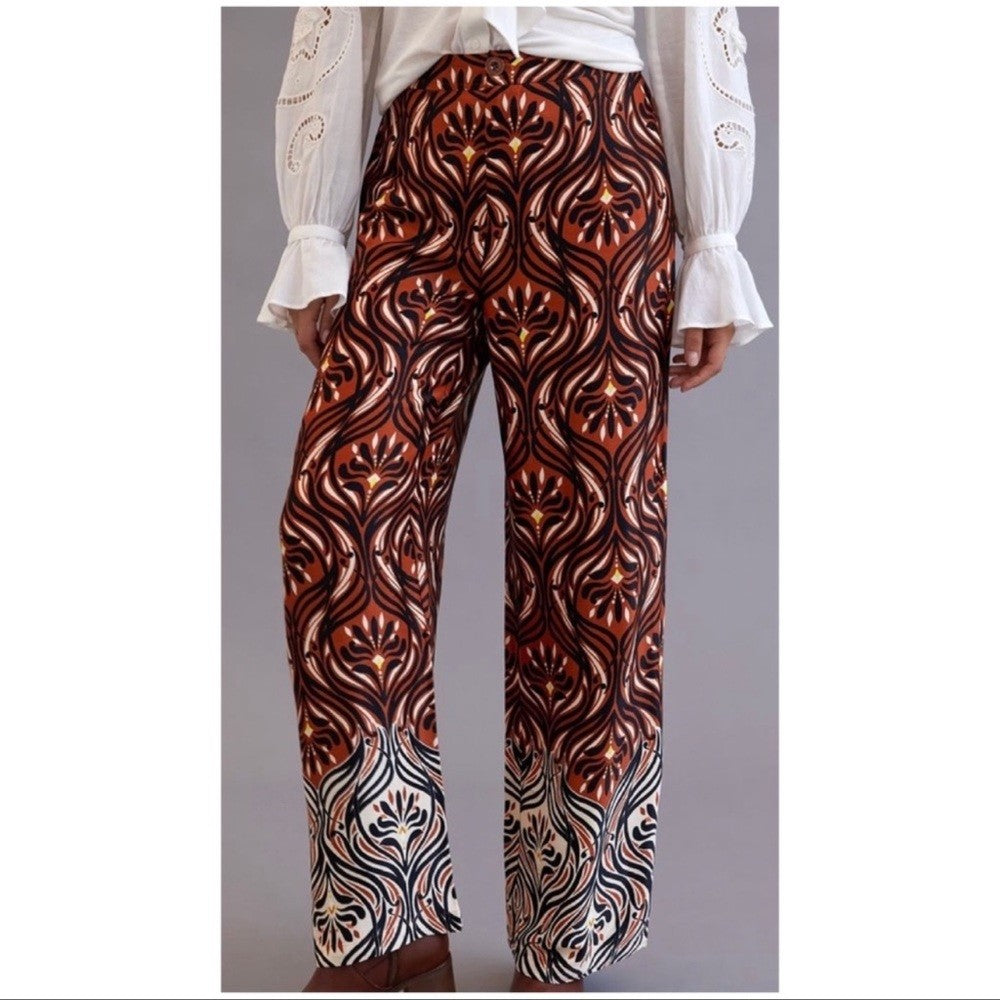 Anthropologie Breezy Printed Straight Pants NEW Size 16