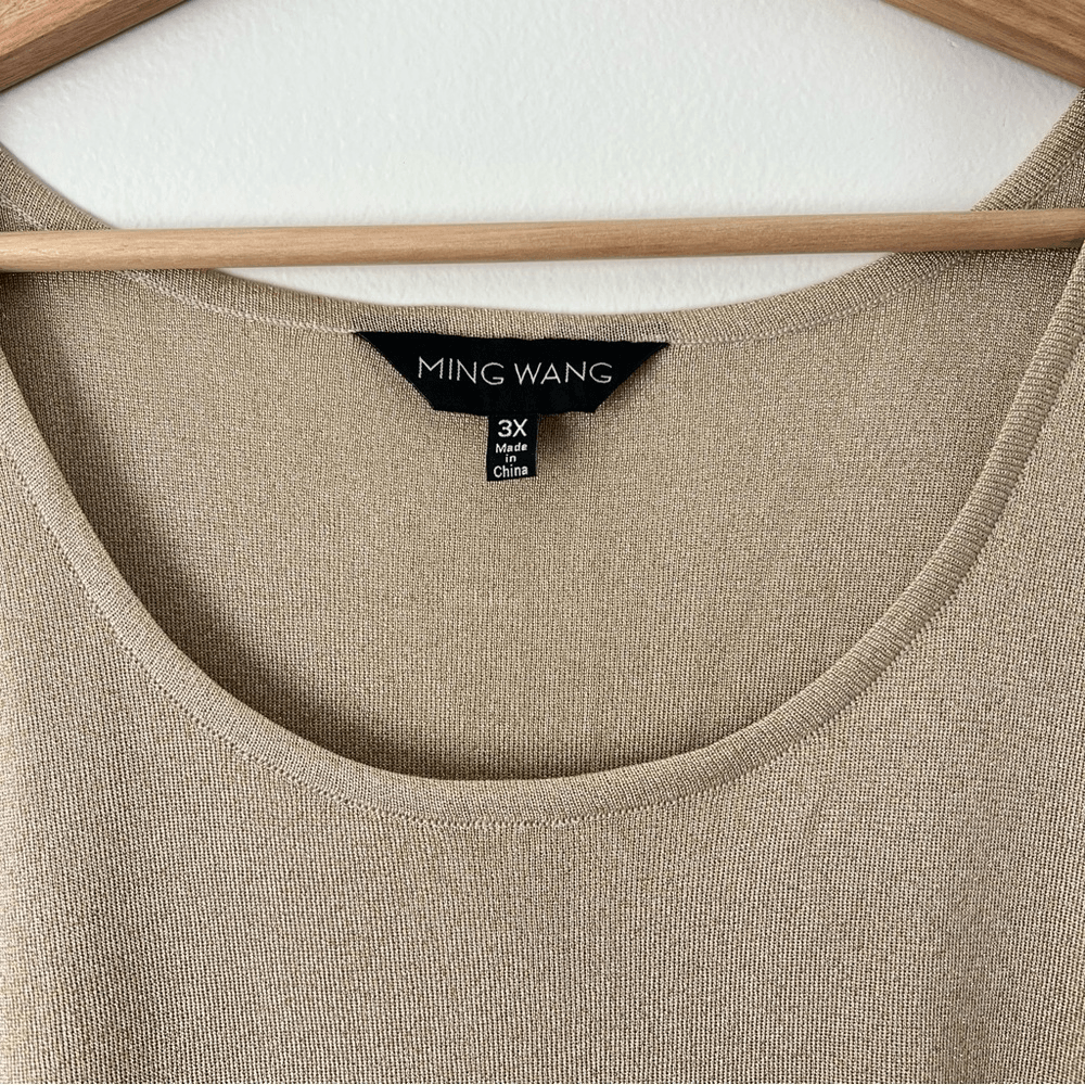 Ming Wang Metallic Gold Shimmer Tank Shell Top Plus Size 3X