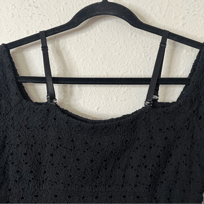 Free People Sophia Black Eyelet Crochet Mini Dress Bodycon Revolve