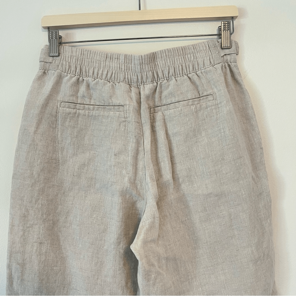 Athleta Voyager 100% Linen Pants Size 4 Cream Coastal Beach Vacation