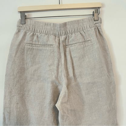 Athleta Voyager 100% Linen Pants Size 4 Cream Coastal Beach Vacation