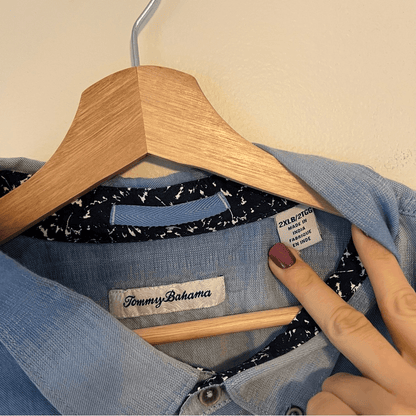 Tommy Bahama Ocean Fade Camp Shirt Button Down Size 2XLB Short Sleeve Blue