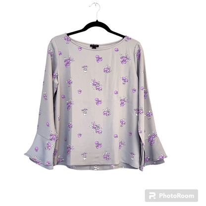 Ann Taylor Lavender Floral Bell Sleeve Blouse Size Small