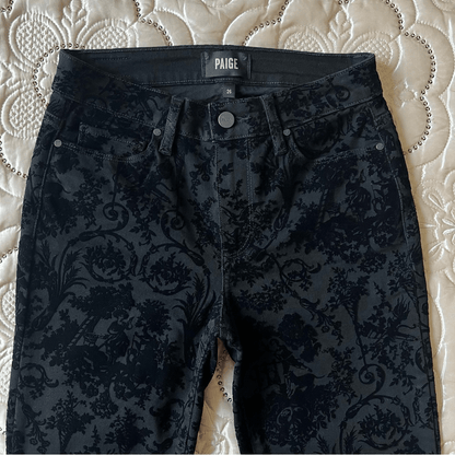 Paige Hoxton Floral Ankle Black Pants Size 26