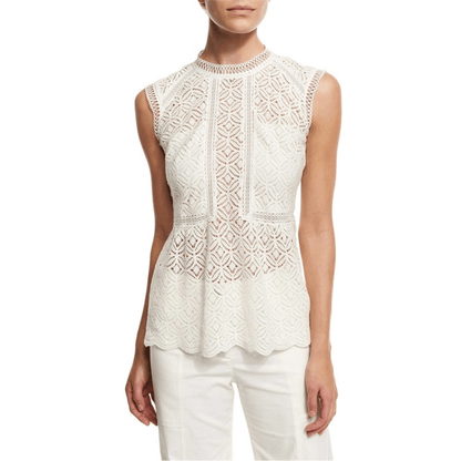 Veronica Beard Edie Lace Sleeveless Peplum Blouse Top Black Size 4