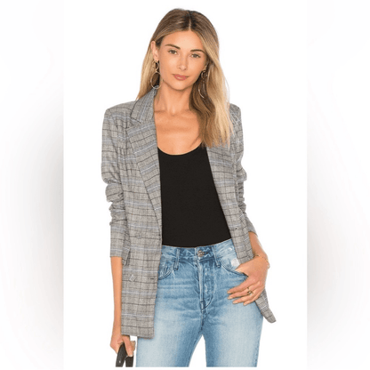 MAJORELLE Rhea Grey Plaid Blazer Size Small