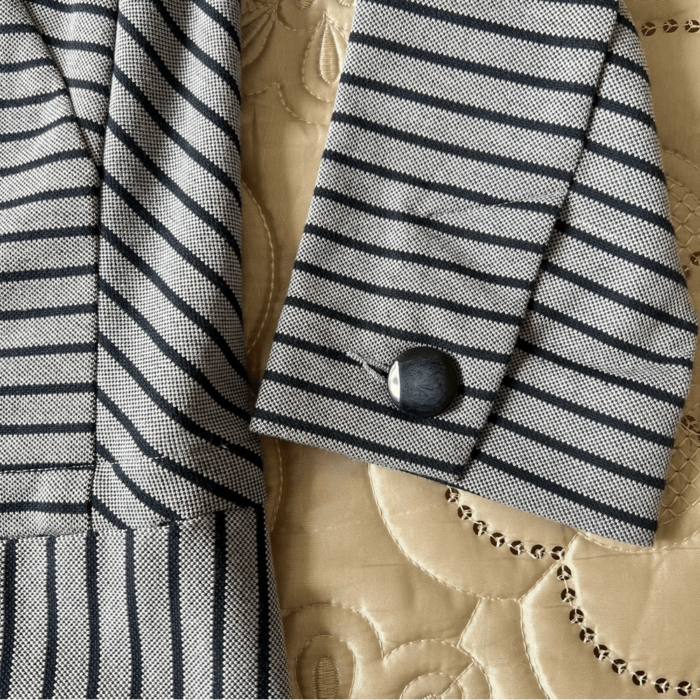 CABI Navy Blue Dappled Stripe Car Coat Size XS