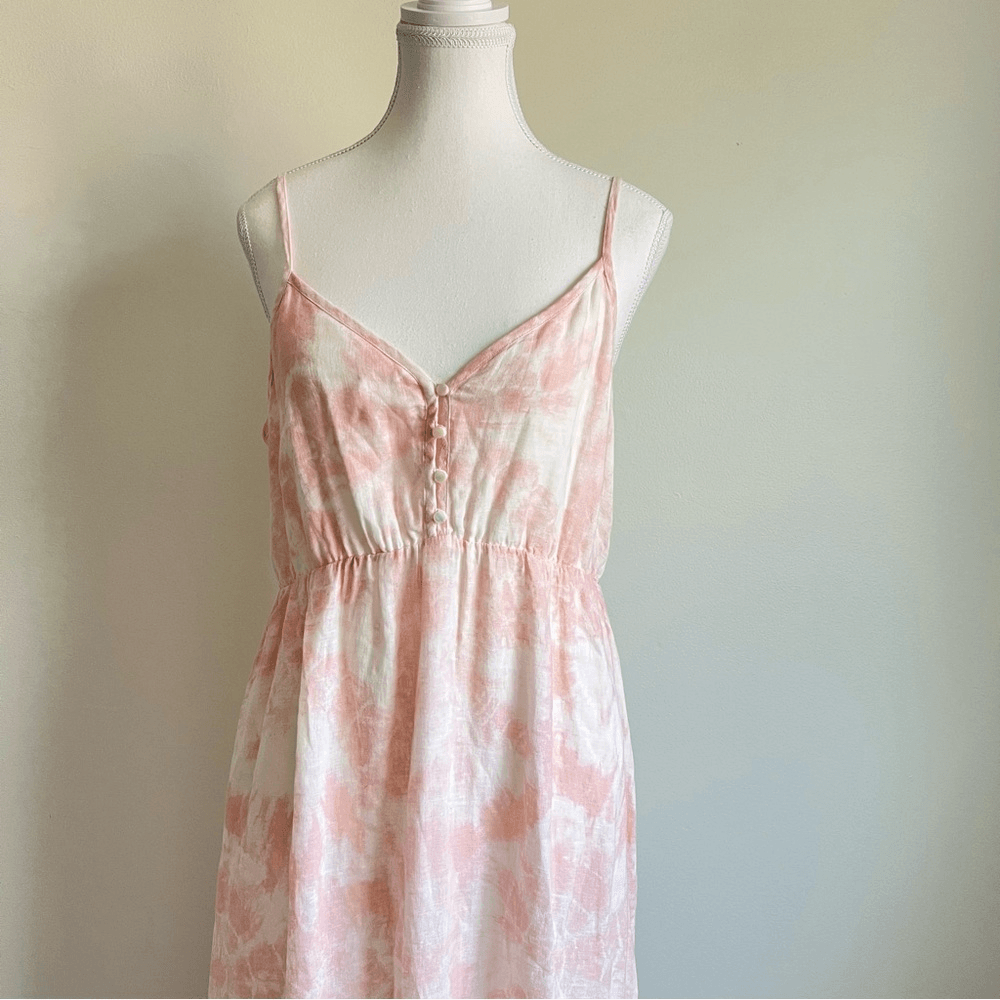 Revolve RAILS Delilah Linen Midi Dress in Peach Pink Tie Dye Size Medium