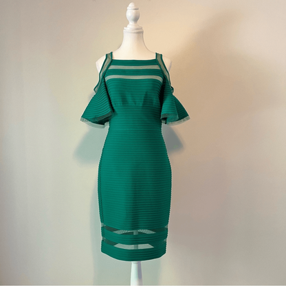 Tadashi Shoji Carlyn Bandage Bodycon Dress Flutter Sleeves Size XS