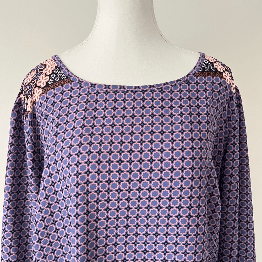 Loft Plus Printed Long Sleeve Blouse Size 20 in Purple