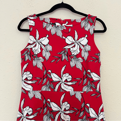 TALBOTS Red Floral Sleeveless Fit & Flare Mini Dress Size Small