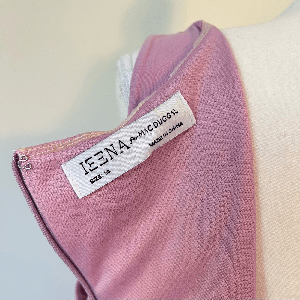 IEENA Mac Duggal Faux Wrap Thigh High Slit V-Neck Sleeveless Gown NEW Size 14