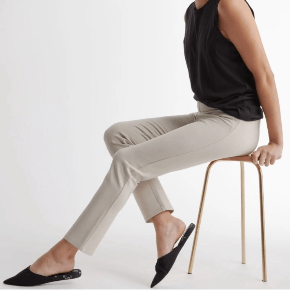 Quince Ultra Stretch Ponte Straight Leg Ankle Pants NEW Size S / 26 Cream