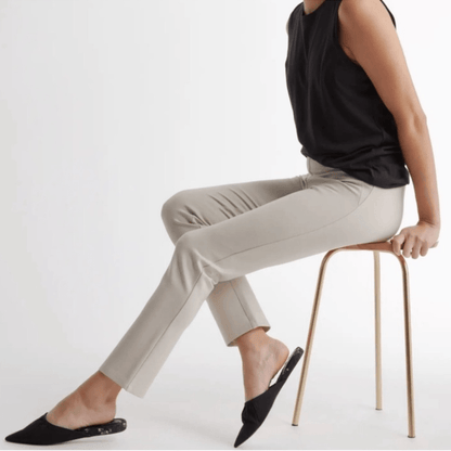 Quince Ultra Stretch Ponte Straight Leg Ankle Pants NEW Size S / 26 Cream