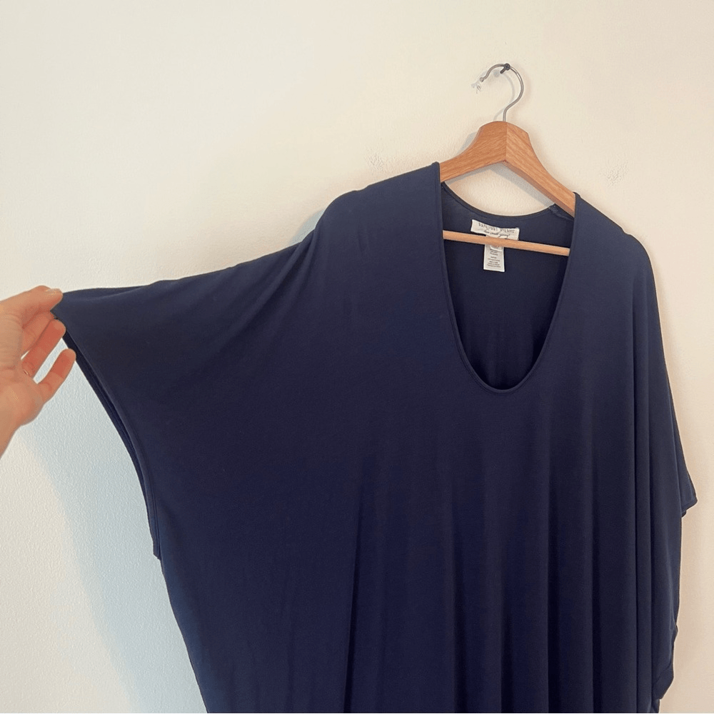 Barefoot Dreams Luxe Milk Jersey Caftan Navy Blue OS