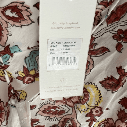 Cleobella Iris Floral Tassel Tie Blouse Enya NEW Size Large Boho