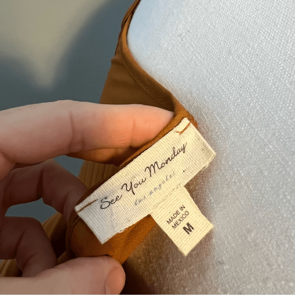 See You Monday Pleated Slip Dress Size Medium in Rust