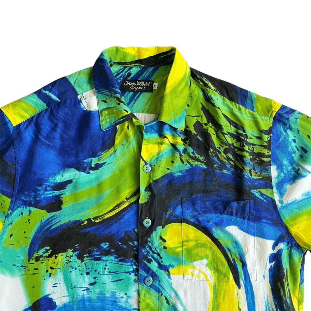 Jams World Hawaiian Shirt Mens Short Sleeve Retro Serpentine VTG Travel Medium