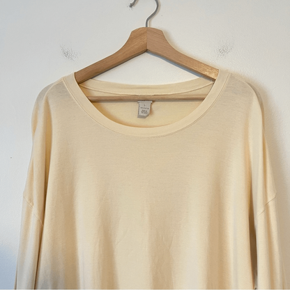 J. Jill Butter Yellow Supima Tunic Pullover Sweatshirt Size Large %100 Cotton