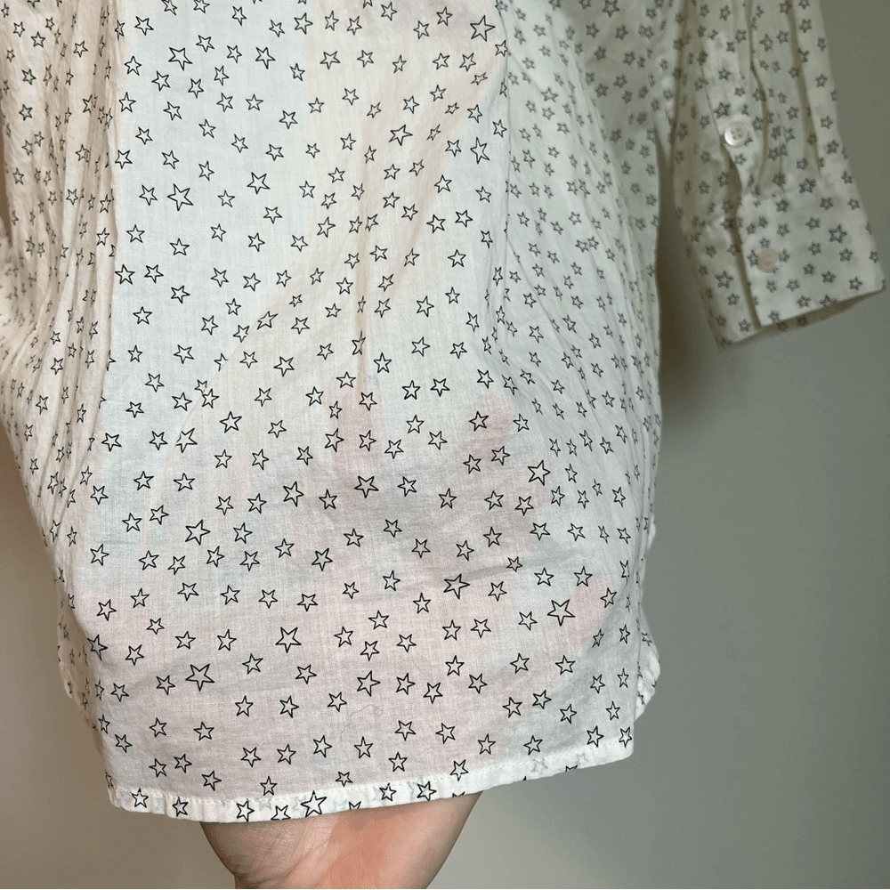 Madewell Star Print Button Down Shirt Size Small Beige