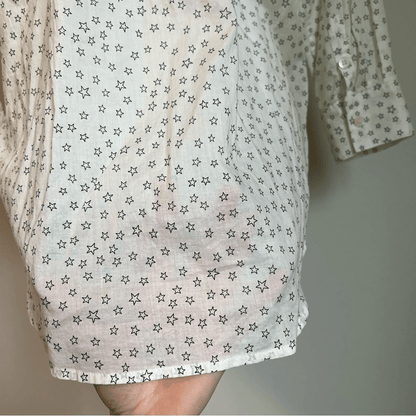 Madewell Star Print Button Down Shirt Size Small Beige