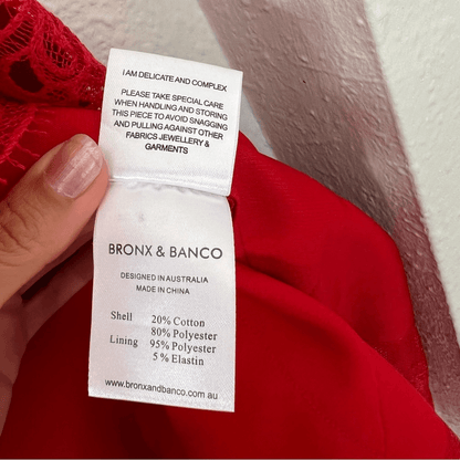 Bronx and Banco Antonia Red Sleeveless Lace Trim Mini Flared Dress Size US 6