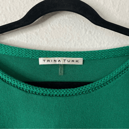 Trina Turk Cold Shoulder Short Sleeve Sweater in Green Size Small