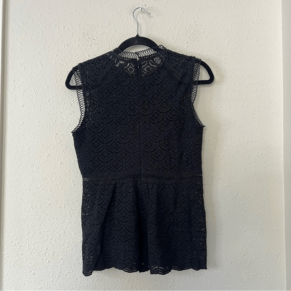 Veronica Beard Edie Lace Sleeveless Peplum Blouse Top Black Size 4