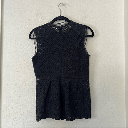 Veronica Beard Edie Lace Sleeveless Peplum Blouse Top Black Size 4