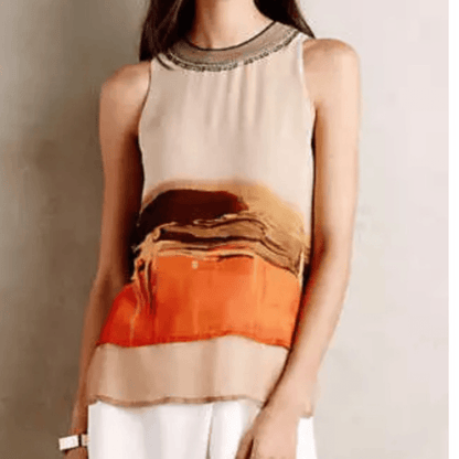 Anthropologie Blank London High Desert Shell Sleeveless Blouse Top  Large