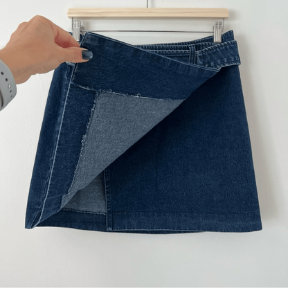 Ralph Lauren Denim Wrap Mini Skirt Size 10 Vintage Y2K 100% Cotton