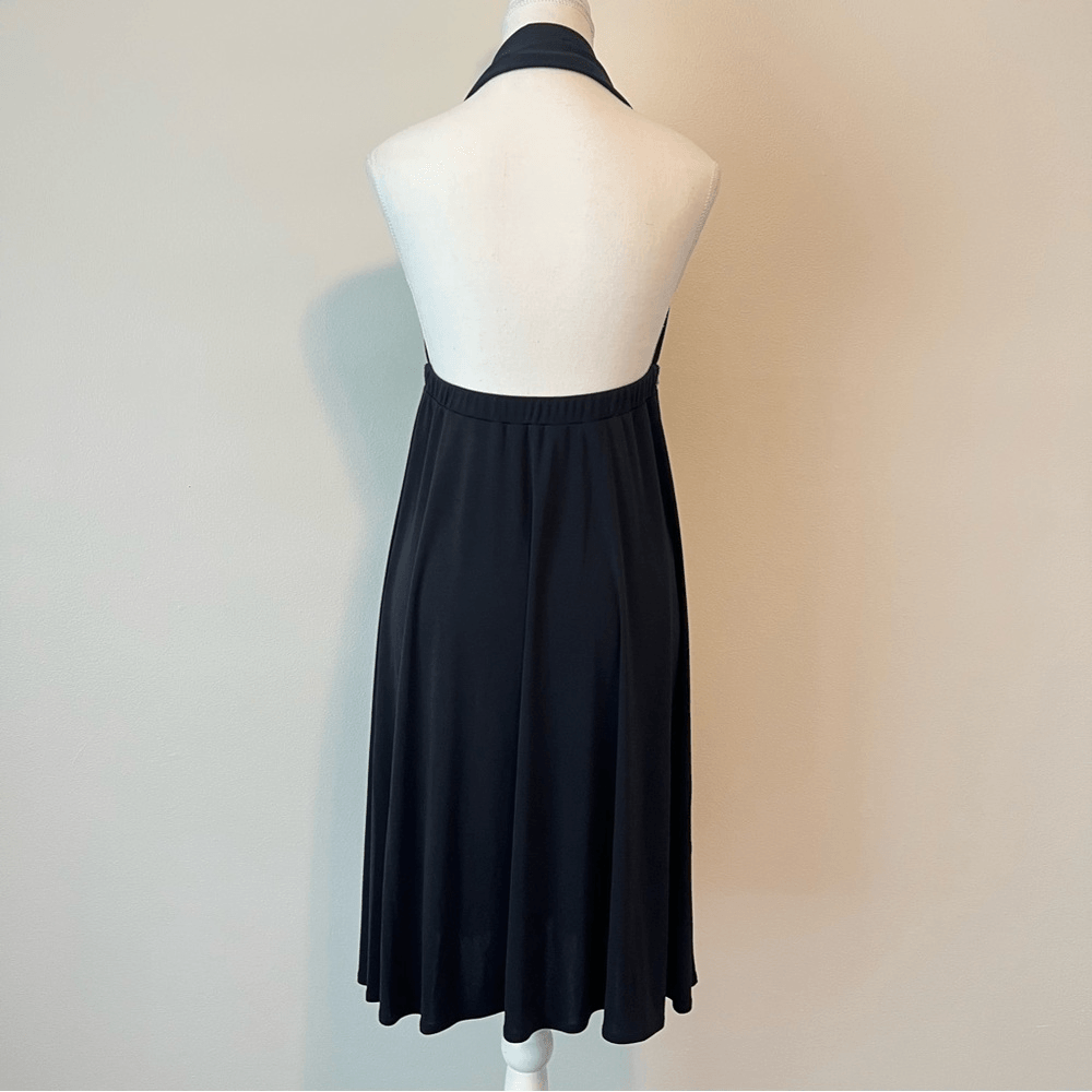 Express Halter Beaded Black Mini Dress Size Small Y2K 90s