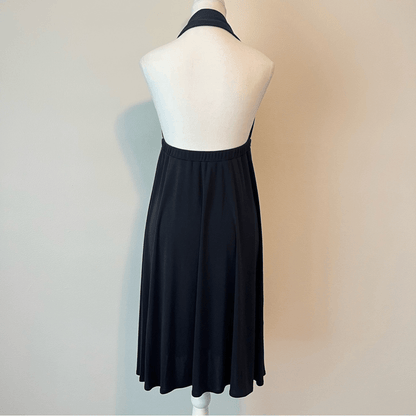 Express Halter Beaded Black Mini Dress Size Small Y2K 90s