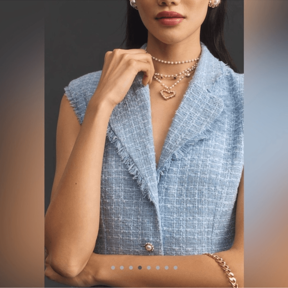 Anthropologie Maeve Sleeveless Tweed Blazer Mini Dress NEW Plus Size 18W in Blue