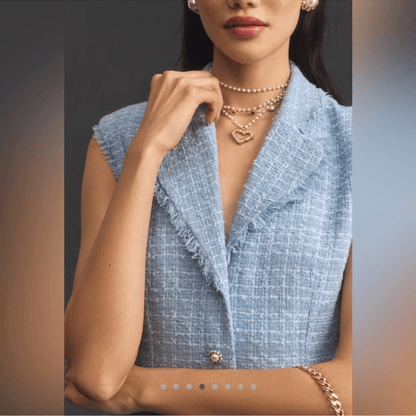 Anthropologie Maeve Sleeveless Tweed Blazer Mini Dress NEW Plus Size 18W in Blue