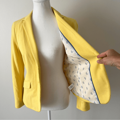 Talbots Aberdeen Yellow Cotton Knit Blazer Size 4P