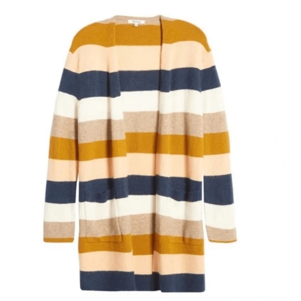 Madewell Kent Colorblock Wool Alpaca Cardigan NEW Plus Size 3X Bengali Indigo