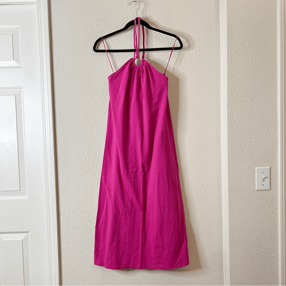 Old Navy Pink Slub-Knit Halter Midi Shift Dress NEW Size Small